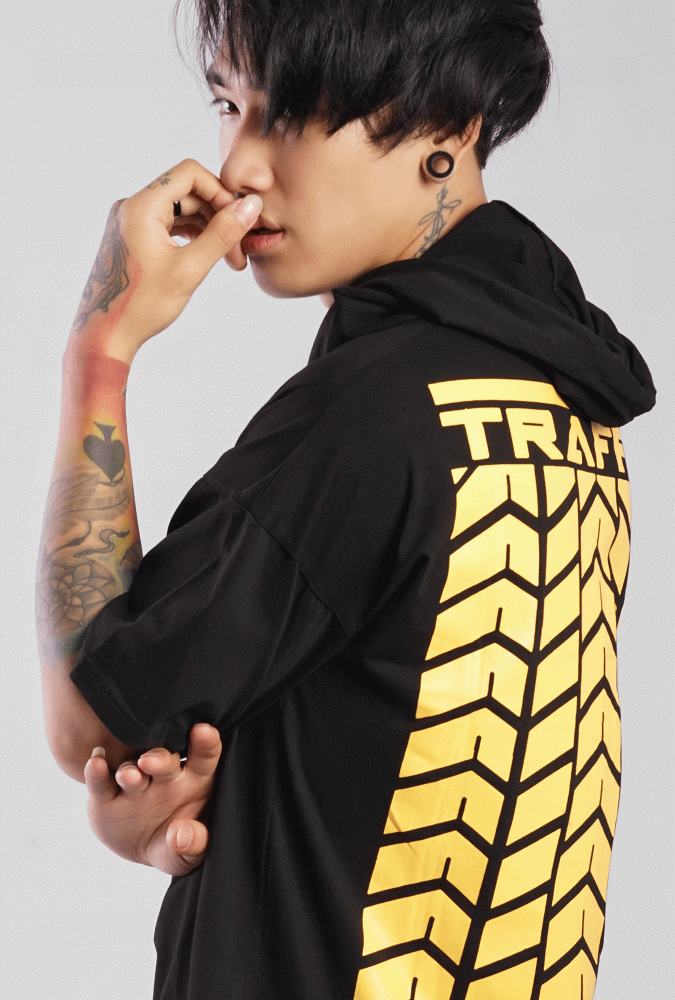 YGN TRAFFIC  TYRE Design Hoodie Black&Yellow (Boy)